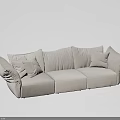 Light Colored Fabric Three Seater Sofa With Plush Cushions And Modern Design