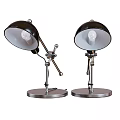 Two Modern Metal Table Lamps With Adjustable Arm Hemispherical Shade And Round Base 3d model