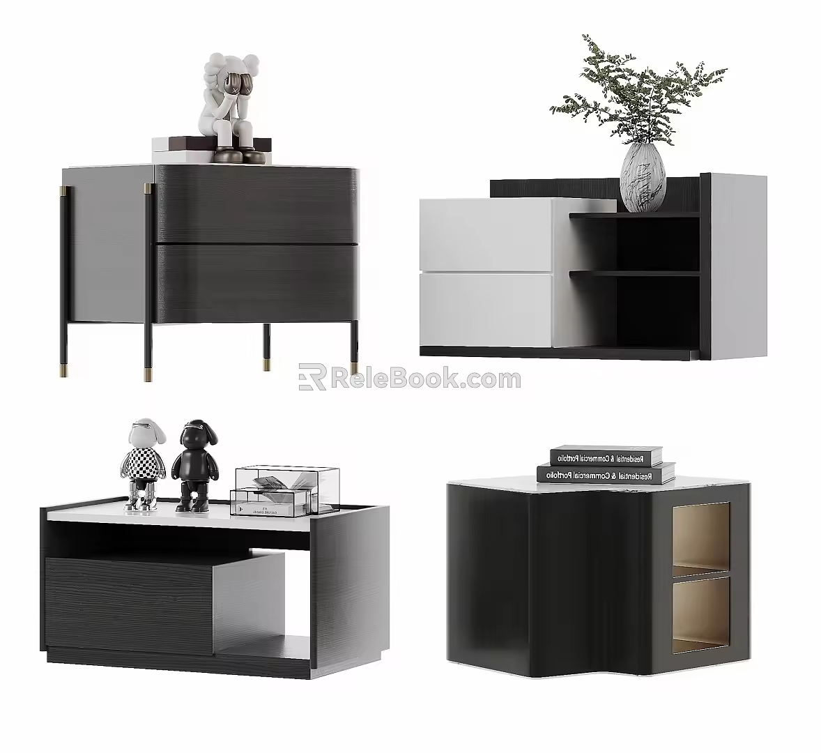Modern bedside table combination side table corner table 3d model