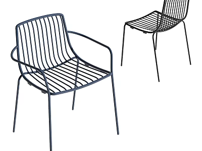 Modern Metal Single Chair Wireframe Design With Armrests For Indoor Outdoor Use 3d model