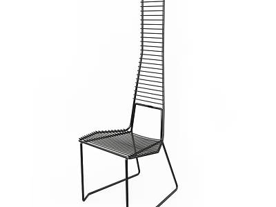 Sleek Black Metal Outdoor Chair with Modern Vertical Slat Design for Garden Patio Use 3d model