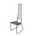 Sleek Black Metal Outdoor Chair with Modern Vertical Slat Design for Garden Patio Use
