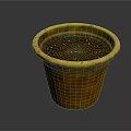 Terracotta Flower Pot with Yellow Rim Brown Clay and Soil for Garden Decor