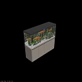 Fish Tank Aquarium Interior With Tropical Fish Green Plants And Wooden Cabinet Stand