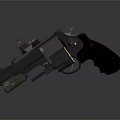 Modern Tactical Revolver with Scope Exposed Cylinder Black Grip and Ammunition Rounds