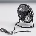 Black USB Desktop Fan With Metal Grill And Portable Design For Home Office Use