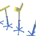 Portable Adjustable Stand Equipment With Blue Tripod Base And Yellow Head
