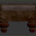 Brown Tufted Ottoman with Round Wooden Bun Feet Classic Design