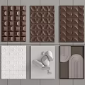 Modern Geometric Wall Decor With 3D Textured Patterns In Brown White And Gray 3d model