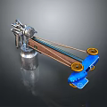 Mechanical Weapon Design With Silver Component Brown Long Rod Blue Parts And Yellow Wheels