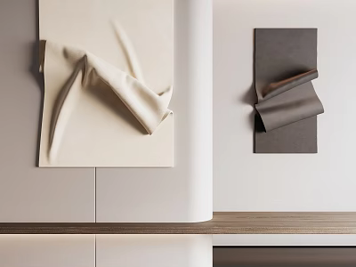 Minimalist Modern Wall Decor In Neutral Tones With Folded Designs 3d model