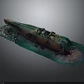 Detailed Rusted Sunken Ship Model With Underwater Corals And Shells