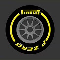 Car Tire Design Featuring Pirelli Zero With Yellow Stripe And Silver Rim