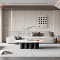Modern Living Room Interior Design With Light Gray Sofa Coffee Table Rug And Decorative Painting