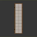 Traditional Wooden Shoji Screen with Grid Design and White Panels for Home Decor