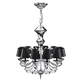 Elegant Chandelier With Black Shades Multiple Arms Metal Frame Transparent Decorations