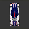 Professional Racing Car Featuring Blue White Red Livery And Aerodynamic Design With Sponsor Logos