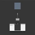 Sleek Modern Desktop Office Appliance With White Blue Design And Black Tray