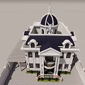 Elegant Detached Villa with White Exterior Classical Design Grand Columns and Black Front Door