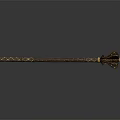 Decorative Ancient Weapon Staff With Elaborate Carved Patterns And Golden Accents