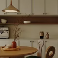 Modern Living Dining Room Interior With Light Sofa Area Rug Wall Art Round Table Chairs