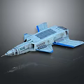 Streamlined Blue And Gray Spaceship With Solar Panels Sharp Nose And Wings