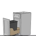 White Kitchen Cabinet Interior With Drawer And Built in Trash Bin Design 3d model