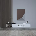 Modern TV Stand Design With Storage Drawers Decorative Vase And Minimalist Wall Art