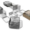 Household Storage Organizers With Metal Wire Baskets Clear Plastic Boxes Wooden Containers And Rectangular Shapes