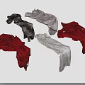 Colorful Upholstered Furniture With Black Gray White Red Wrinkled Fabric In Dynamic Draped Effect