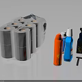 Household Supplies Including Silver Tissue Pack And Colorful Pump Bottles