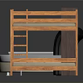 Contemporary Double Bed Design with Linen Upholstered Headboard and Wooden Frame