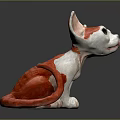 Cute Red And White Cat Sculpture With Large Ears Green Eyes And Curled Tail