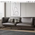 Modern double sofa multiplayer sofa 3d model
