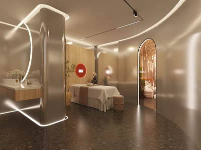 Modern SPA Treatment Room With Massage Table And Ambient Lighting 3d model
