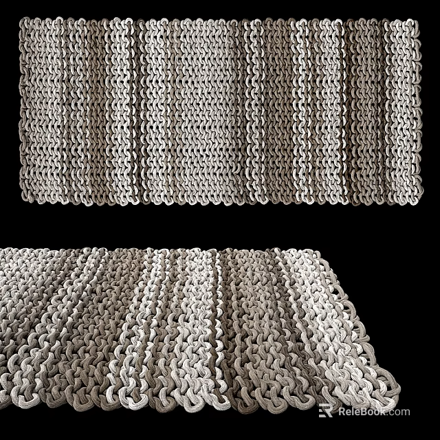 Square Carpet With Woven Circular Pattern And Neutral Beige Soft Texture 3d model 