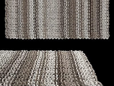 Square Carpet With Woven Circular Pattern And Neutral Beige Soft Texture 3d model
