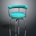 Stylish Turquoise Upholstered Chair With Curved Armrests Round Seat And Metal Frame