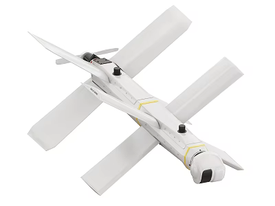 White Fixed Wing Drone Design With Camera And Sensor Elements 3d model