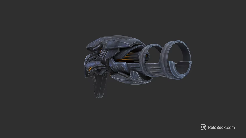 Futuristic Sci Fi Mechanical Weapon With Black Metallic Circular Components And Streamlined Design 3d model 
