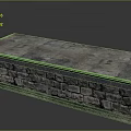 Rustic Stone Bench With Brick Base And Weathered Slate Top Design 3d model