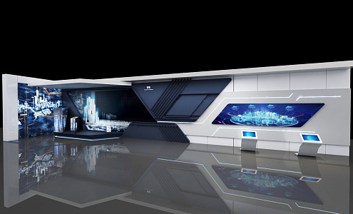 Modern Exhibition Science and Technology Wall 3d model