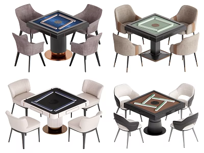 Elegant Modern Square Dining Tables With Upholstered Chairs In Various Styles 3d model