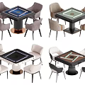 Elegant Modern Square Dining Tables With Upholstered Chairs In Various Styles 3d model