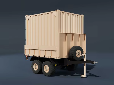 Functional Transport Vehicle With Enclosed Cargo Container And Multiple Wheels 3d model