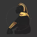 Black and Gold Gorilla Shaped Decorative Ornament Set for Modern Home Decor