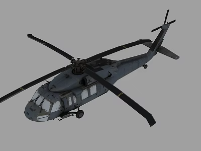 Gray Helicopter With Main Rotors Fuselage Windows And Landing Gear 3d model