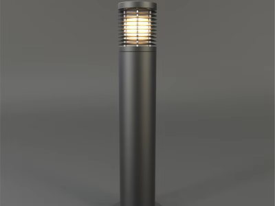 Illuminated Modern Outdoor Post Light With Grilled Shade And Metal Column 3d model