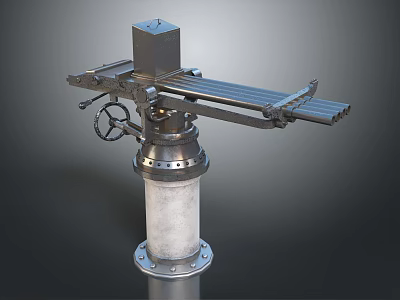 Industrial Metal Mechanical Tower Structure With Base Wheel And Horizontal Bar Components 3d model