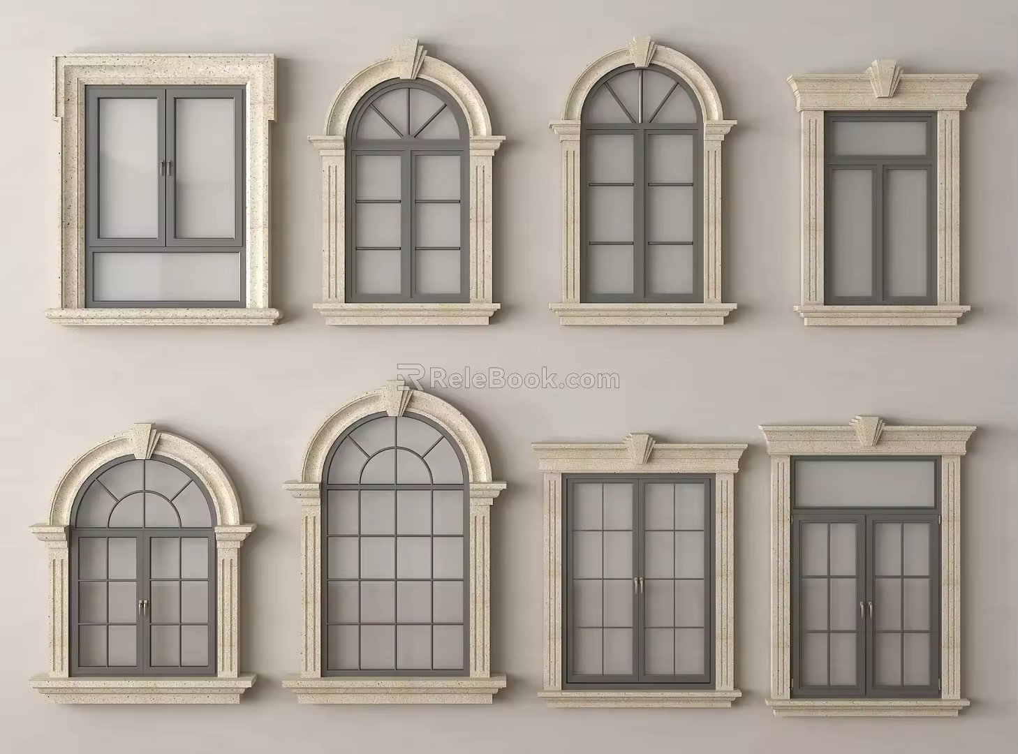 European-style window combination sliding window casement window curved window floor-to-ceiling window 3d model